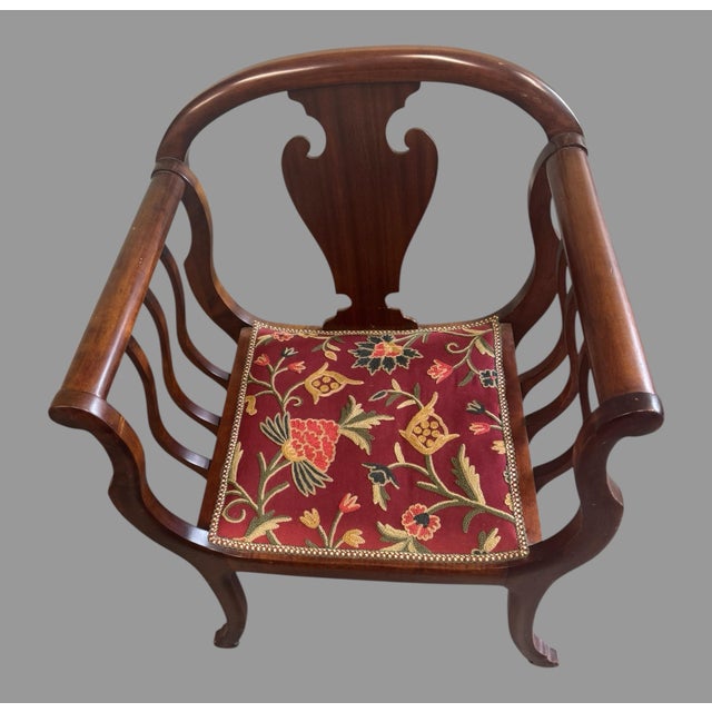 Vintage Mahogany Captain’s Desk Chair Shield Back Armchair Chippendale Style For Sale - Image 6 of 7