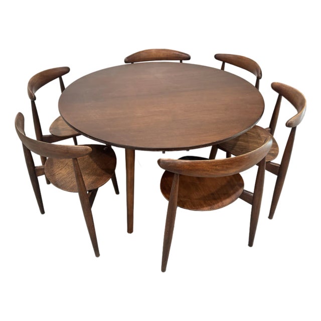 1950s Hans Wegner Dining Set and Chairs for Fritz Hansen, Circa 1950s, Set of 6 For Sale