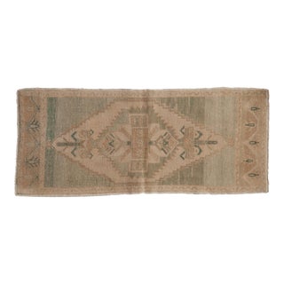 Vintage Distressed Oushak Rug Mat Runner - 1'8" X 3'9" For Sale