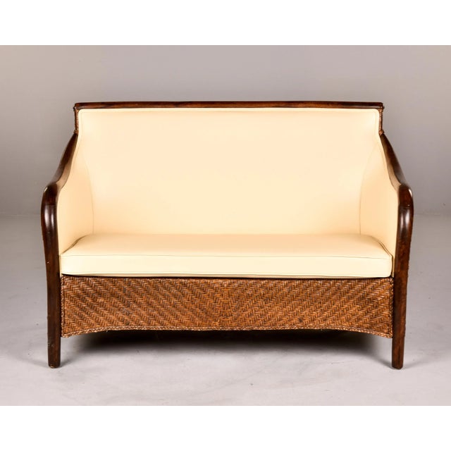 Art Deco Art Deco Wicker Framed Settee With New Leather Upholstery For Sale - Image 3 of 12