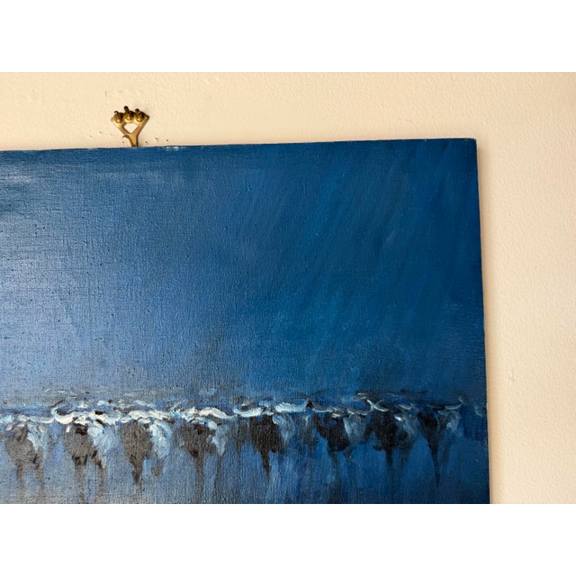 Textile 1980s Vintage Impressionist Animal Herd Oil on Canvas Painting – Signed, Unframed For Sale - Image 7 of 11