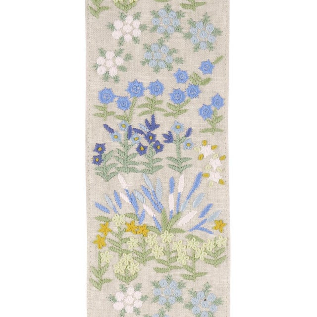 Schumacher Lula Embroidered Tape Trim In Blue For Sale