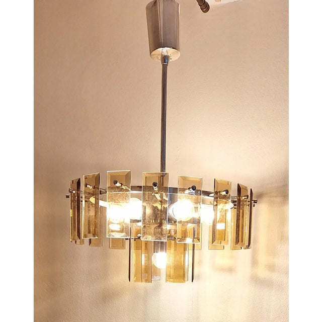 Vintage Chandelier with Silver-Colored Metal Frame, 1970s For Sale - Image 3 of 8