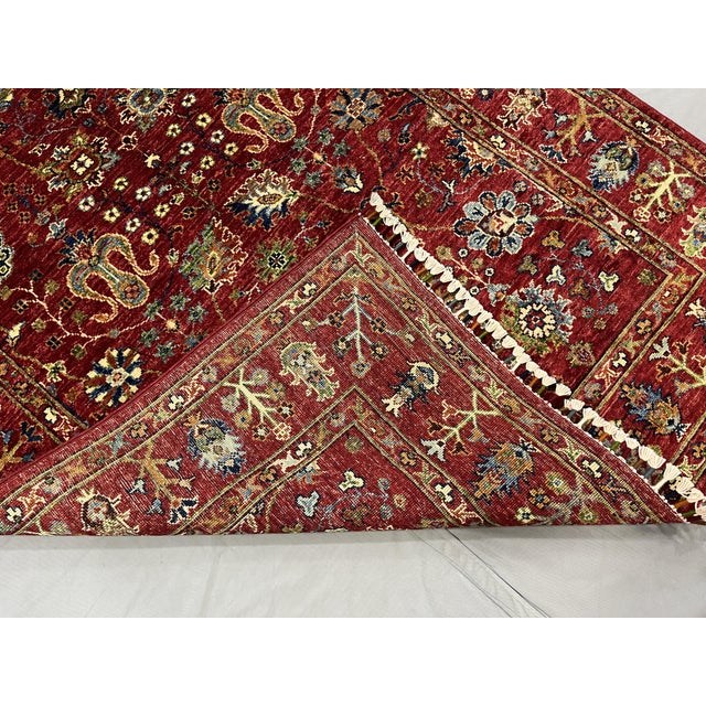 Red Red Sultani Persian Floral Rug, 4'2" X 6'1" For Sale - Image 8 of 12