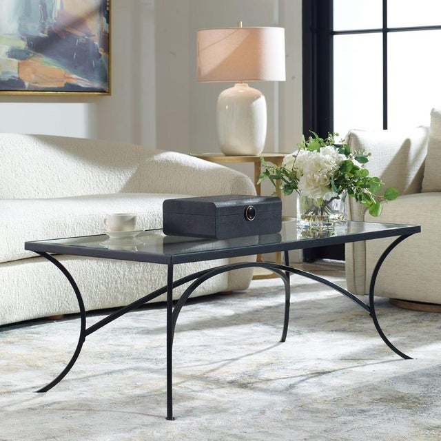 Black Elegant Black Steel Coffee Table For Sale - Image 8 of 9