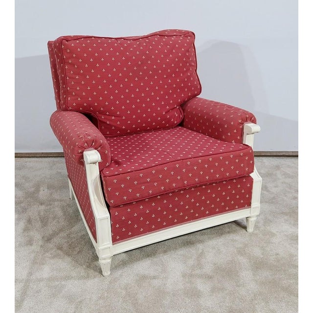 Large Chairs with Ottoman in Louis XVI Style, Set of 3 For Sale - Image 10 of 18