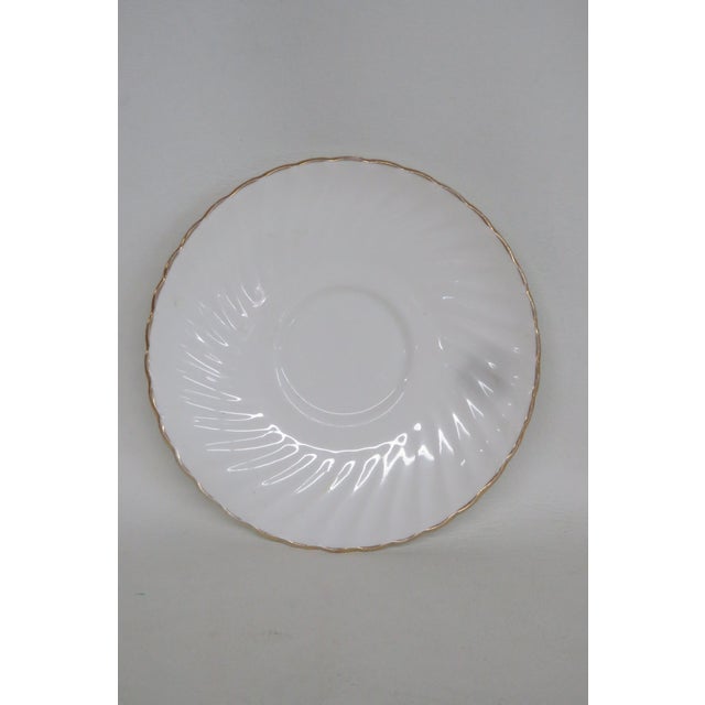 White Mid 20th Century Adderley Fine Bone China Made in England White and Gold Saucer Small Plate For Sale - Image 8 of 8