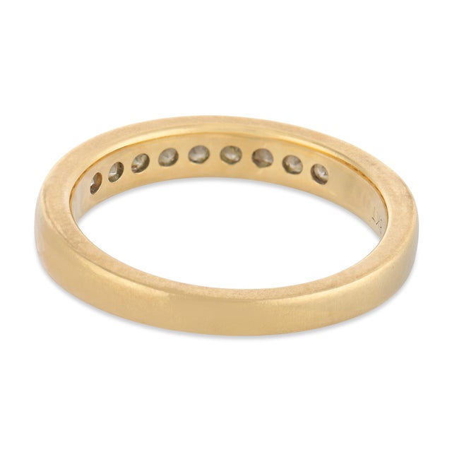 Vintage Diamond 18k Yellow Gold Half Eternity Band Ring, Size 6.5 For Sale In Los Angeles - Image 6 of 6