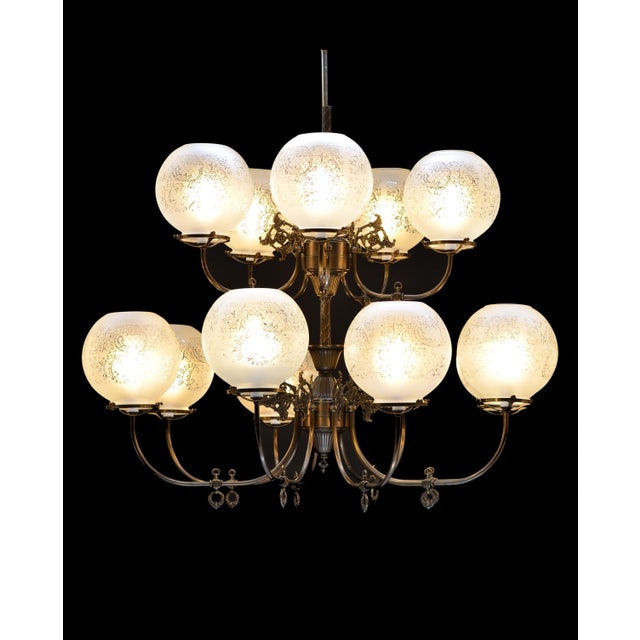 1990s Victorian Revival Gas & Electric 13 Light Brass Chandelier by ...