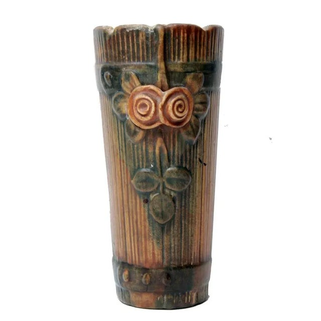 Chestnut 1920s Weller Wood Rose Pattern Wall Pocket For Sale - Image 8 of 8