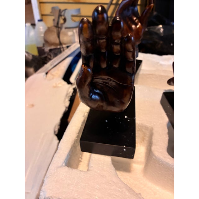 1970s Vintage Oriental Resin Mudra Hand Sculptures - Set of 4 For Sale - Image 4 of 9