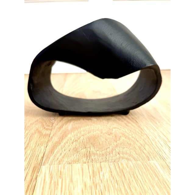 Mid Century Hand-Cast Metal Möbius Ring Sculpture, Brutalist Modern Style For Sale - Image 4 of 9