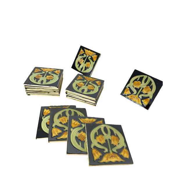 1990s German Embossed Art Nouveau Style Art Tiles Set of 19 Chairish