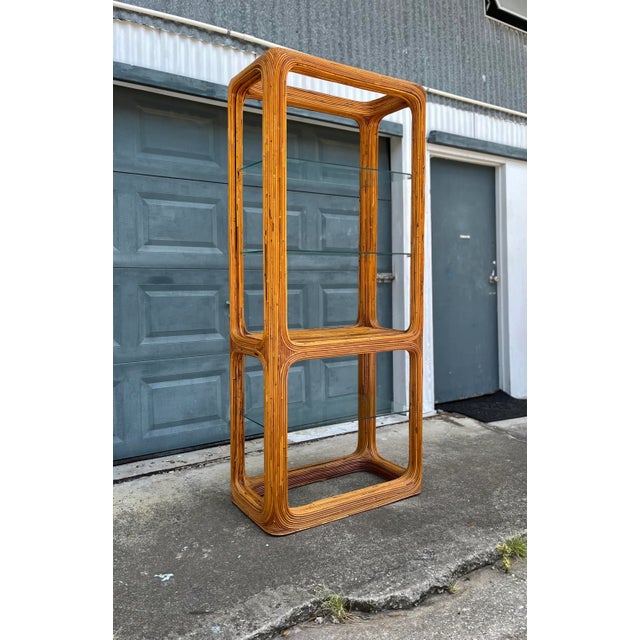 Split Reed Tall Bookcase or Étagère in the Style of Gabriella Crespi For Sale In Tampa - Image 6 of 12