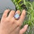 Art Deco 9.01ct Ethiopian Fire Opal, Multi-Sapphire and Diamond Antique 18k White Gold Ring Size 4 For Sale - Image 3 of 18