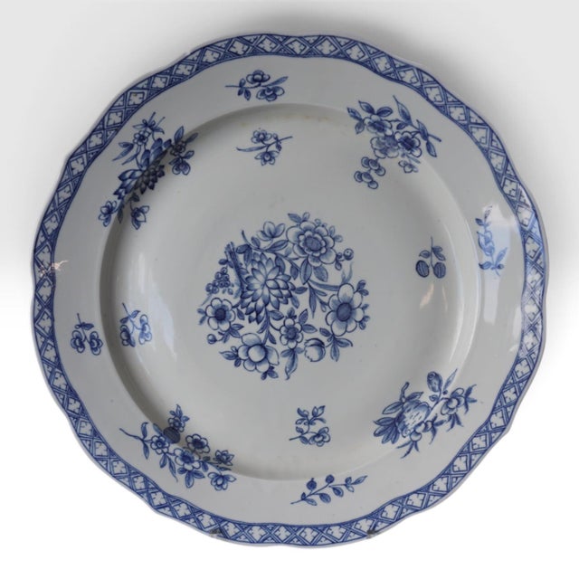 Blue Porcelain Charger in Blue and White Strewn Flowers from Fürstenberg, Germany, 1890s For Sale - Image 8 of 8