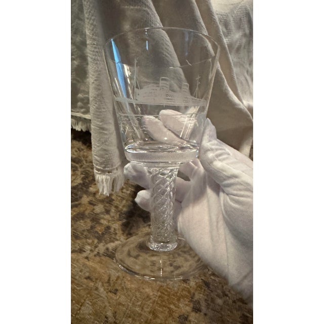 Transparent Vintage Limited Edition RMS Queen Elizabeth Commemorative Goblets - Set of 6 For Sale - Image 8 of 8