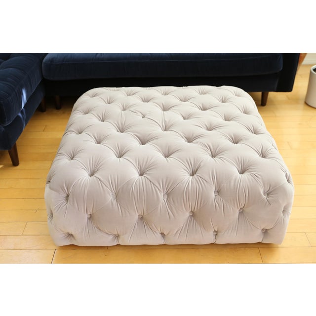 Velvet tufted Ottoman Coffee Table | Chairish