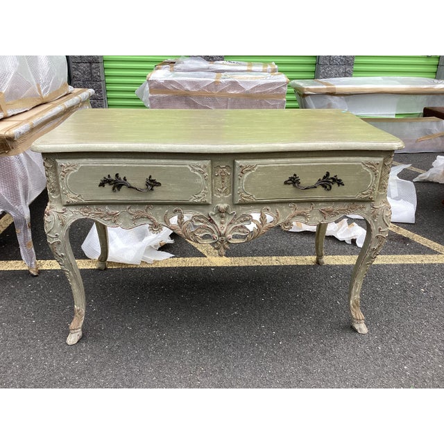 French Vintage Rococo Painted Console Table For Sale In New York - Image 6 of 10