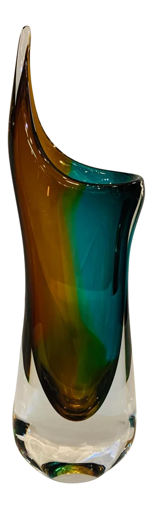 Vintage Vetro Artístico Murano Stickered Abstract Sommerso Vase