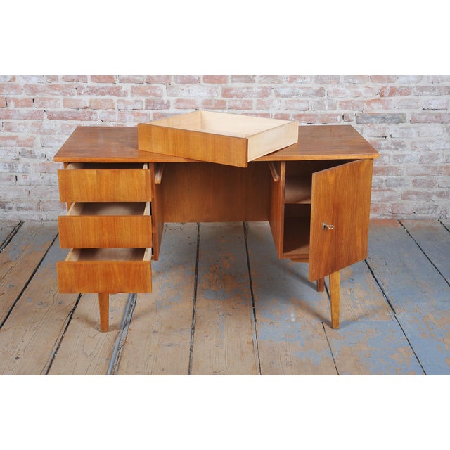 Mid-Century Writing Desk in Walnut, Czech, 1950 For Sale - Image 11 of 12
