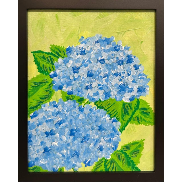 Hydrangea Blues 8x10 Framed Original Acrylic Floral Theme Wall Art Home Decor For Sale - Image 6 of 7