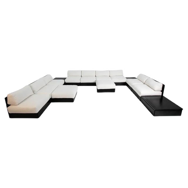 Set of 9-Seat Sofa in White Bouclè by Rolf Heide for ICF, 1970s For Sale