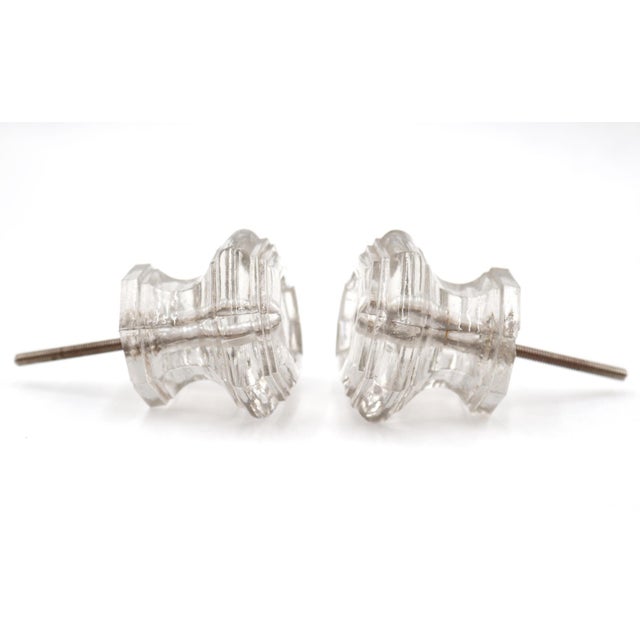 Traditional Pair of Vintage 2 In. Octagon Clear Glass Drawer Cabinet Knobs For Sale - Image 3 of 4