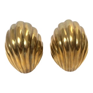 Mid Century Waterfall Brass Bookends - a Pair For Sale
