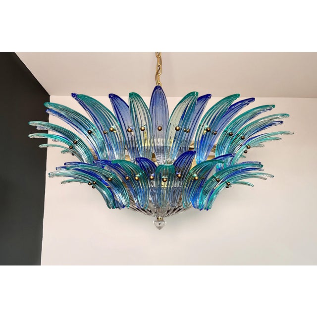 Glass Murano Palmette Chandelier, 1990s For Sale - Image 7 of 18
