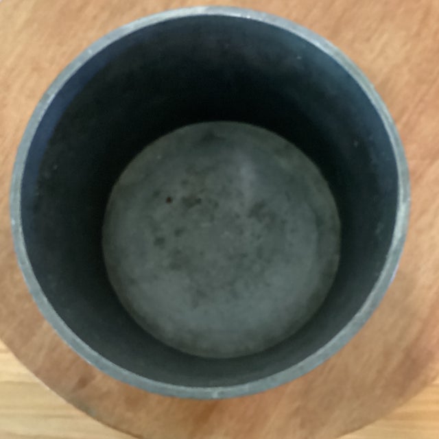 Stone Gray Vintage Chinoiserie Palm Beach Style Pewter W/Brass Overlay Ornamentation Jardiniere Hong Kong For Sale - Image 8 of 12
