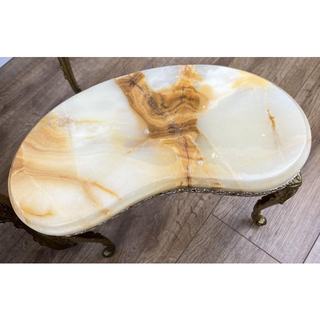 Vintage French Nested Tables in Marble, Onyx, and Brass, Set of 3 For Sale - Image 12 of 18