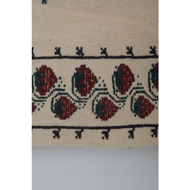 Tan Handwoven Needlepoint Floral Pattern Kilim Rug Turkish Mid Century For Sale - Image 8 of 13