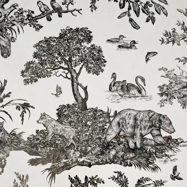 Contemporary SAMPLE - Schumacher Western Toile Wallpaper In Carbon For Sale - Image 3 of 7