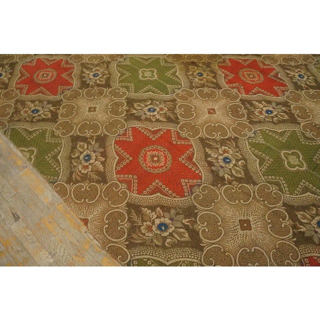 1850s Olive Red Star Medallion Antique American Ingrain Carpet 8' 2'' X 12' 9'' Wowen Wool Rug For Sale In New York - Image 6 of 12