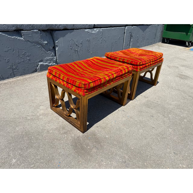 1950s Fabulous Pair of Drexel Ottomans, Stools, Hollywood Regency, Mid Century Modern For Sale - Image 5 of 18
