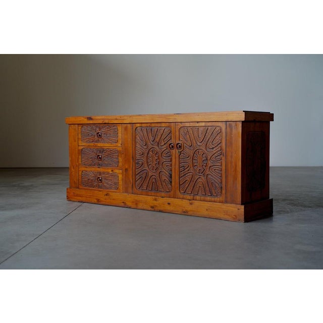 Brown Hand-Carved Sideboard from Aquarius Enterprises, South Africa, 1970s For Sale - Image 8 of 18