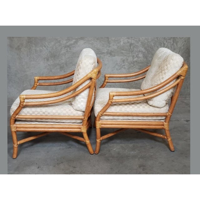 Pair of Vintage McGuire Bamboo Rattan Down Lounge Chairs Mid Century Modern For Sale In Los Angeles - Image 6 of 13