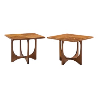 Broyhill Brasilia Mid Century Walnut Side Tables - Pair For Sale
