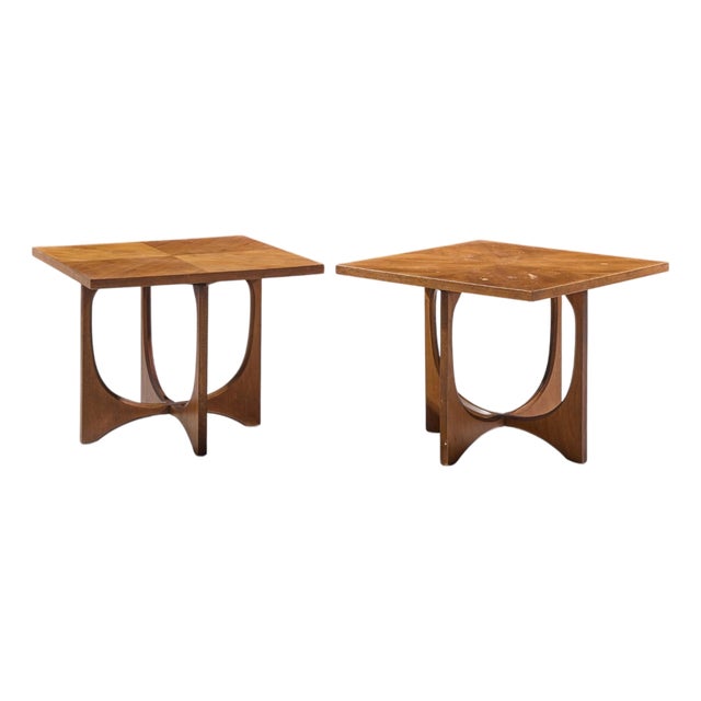Broyhill Brasilia Mid Century Walnut Side Tables - Pair For Sale