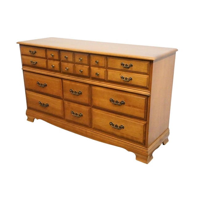 GARRISON FURNITURE Solid Hard Rock Maple Colonial Early American 58" Triple Dresser 1858 34" High 58" Wide 18" Deep We...