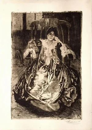 Albert Besnard, La Robe de Soie, Etching, 1880s
