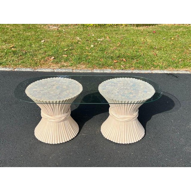 1980s McGuire Wheat Chaff Coastal Rattan Coffee Table For Sale - Image 5 of 15