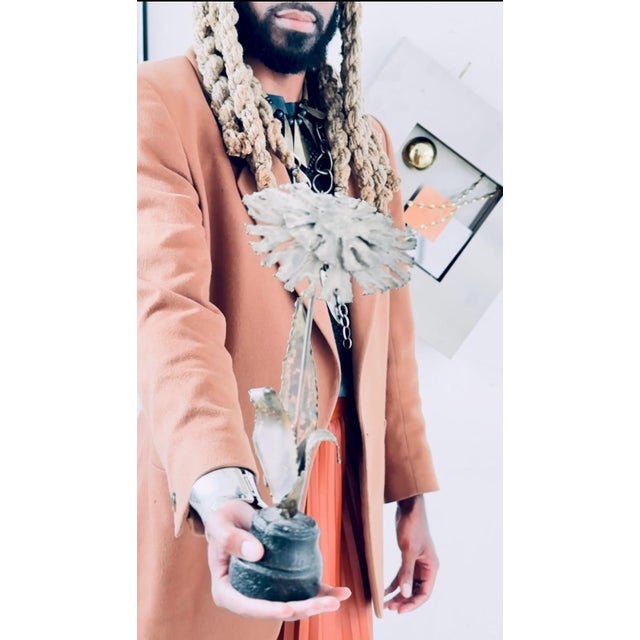 Stunning Brutalist Bronze Flower Sculpture. Love the juxtaposition of a soft delicate subject contrasted with the hard and...