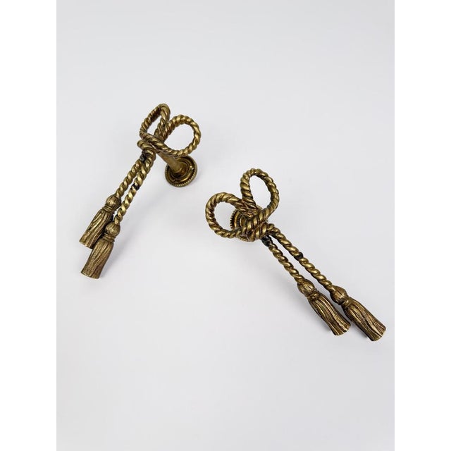 Mid-Century Italian Hollywood Regency Brass Handles or Wall Hooks, 1970s, Set of 2 For Sale - Image 6 of 17