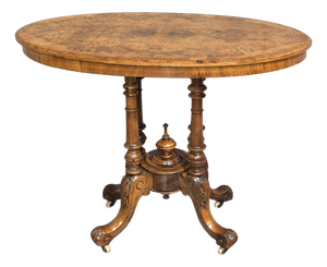 Victorian Burr Walnut Inlaid Centre Table, 1880s