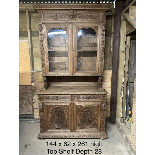French Carved Oak Hunting Cupboard, 1860 For Sale - Image 13 of 18
