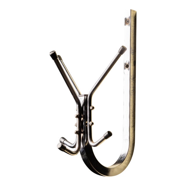 1950s Vintage Chrome Tube Wall Mount Coat Rack For Sale