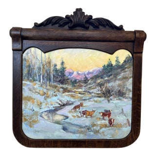 Vintage "Peaceful Valley" Lorie Batson. Original Oil Painting Reflects a Wintery Morning Scene of a Meandering Creek ~ Framed in a Victorian - Framed For Sale