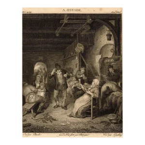 Rare Engraving Michal Plonski After Adriaen Van Ostade "Un Estaminet" Early 19th C.